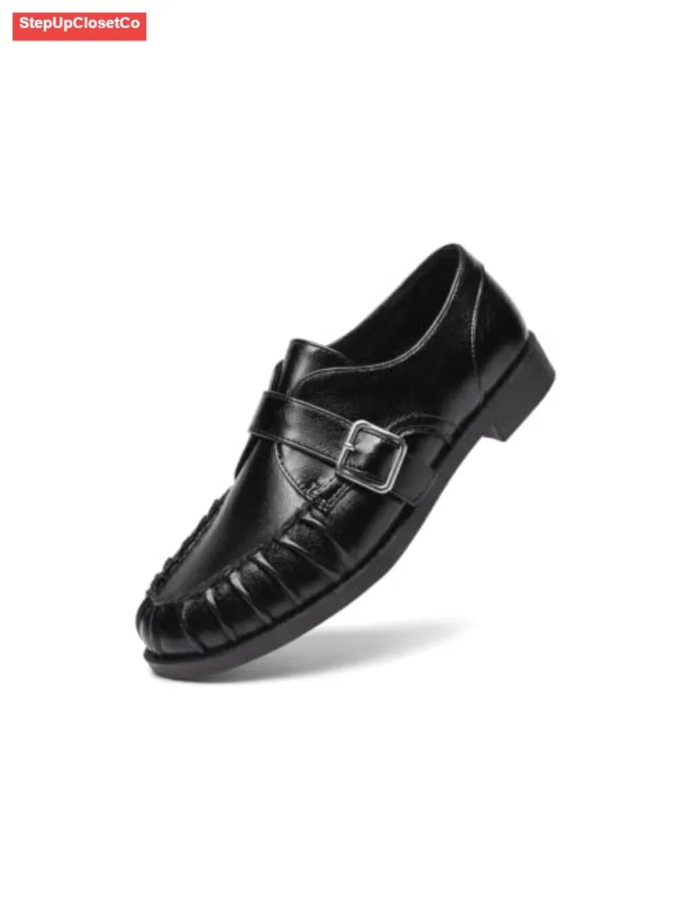 Pleated Monk Strap Slip On Loafers Comfort Work Office Flats